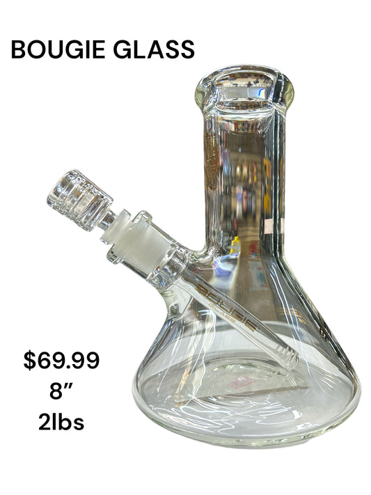 8” Clear BOUGIE GLASS water pipe