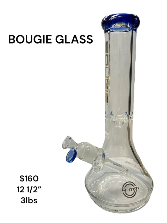 Tall 12 1/2” BOUGIE GLASS clear water pipe