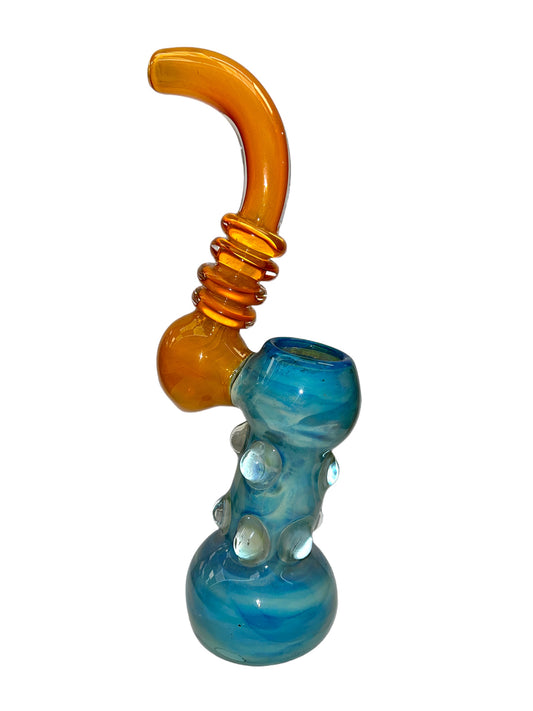 9” Blue and Orange Water Pipe/Bubbler