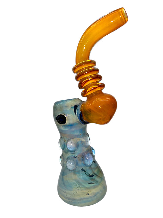 8” Small Blue and Orange Water Pipe/Bubbler