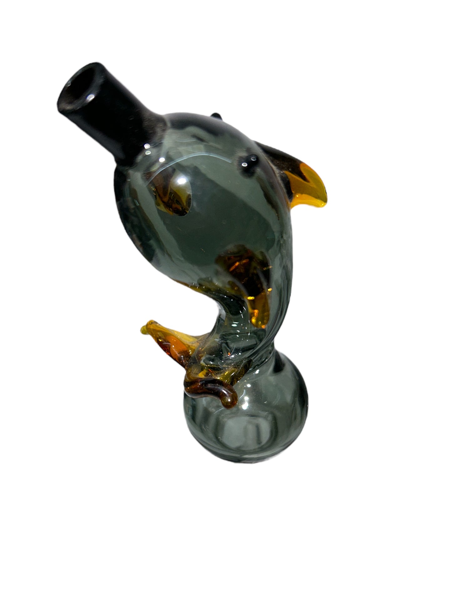 7 1/2” Grey with Gold accent Dolphin Water Pipe